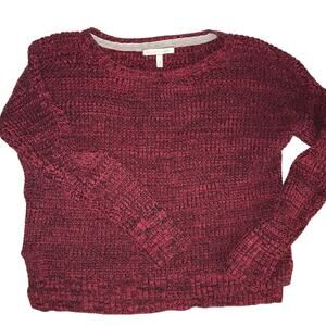 Victoria’s Secret Chunky Knit Crewneck Sweater Black Red Marled Oversized Ribbed